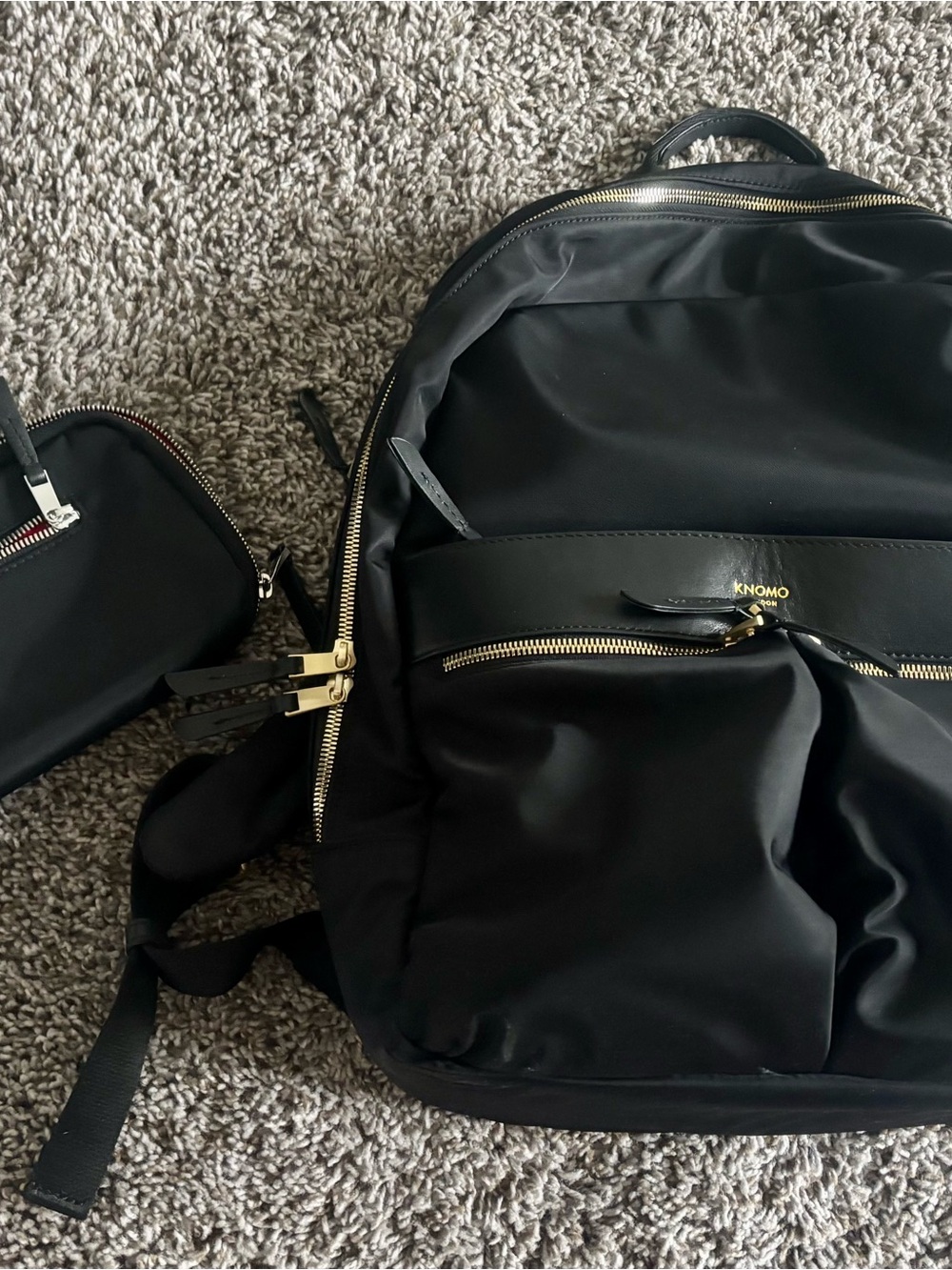 KNOMO Black Women's Backpack with Large Wallet
